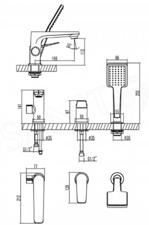 Смеситель для ванны и душа Lemark Bronx (LM3745BL)