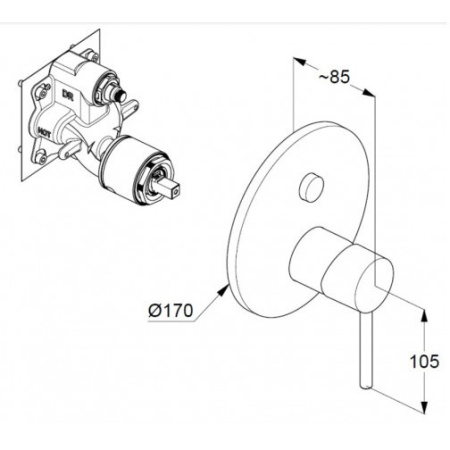 Встраиваемый смеситель для ванны Kludi Bozz 386590576