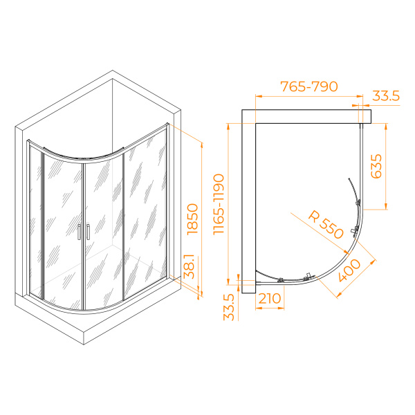 Душевой уголок (120х80) RGW Passage PA-61 41086182-11 прозрачное