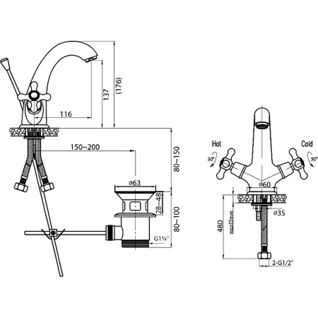 Смеситель для раковины Cezares GOLF GOLF-LS1-02