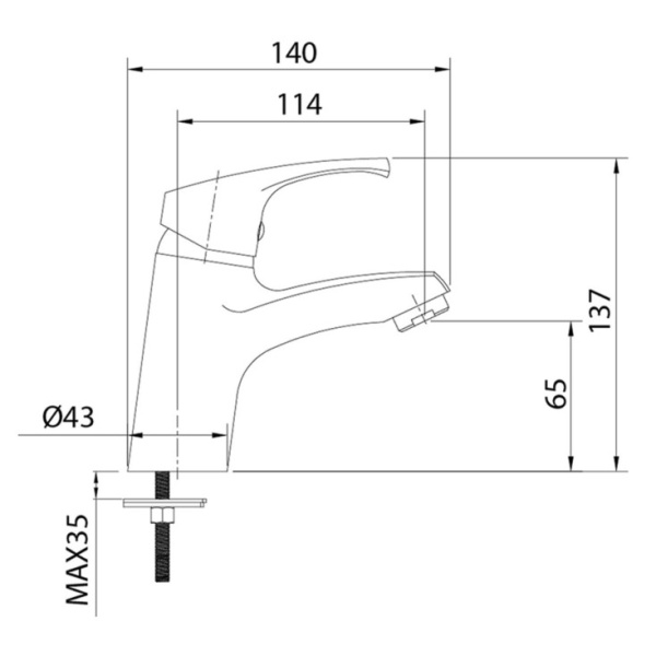 Смеситель для умывальника Milardo Sterm (STESB00M01)