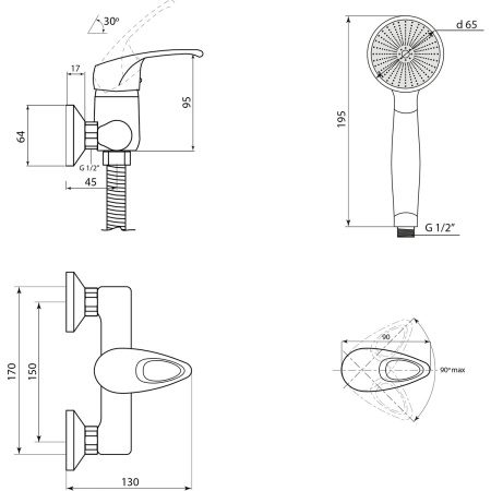 Смеситель для душа Славен Прораб  Р СЛ-ОД-Р40