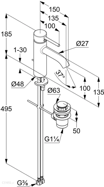 Смеситель для раковины Kludi Bozz 382930576WR4
