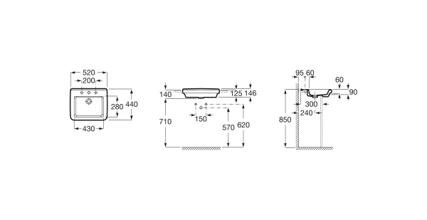 Раковина накладная (57х43) Roca Dama-N 32778S000