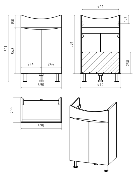 Тумба с раковиной Misty Смайл 50 УТ000013111