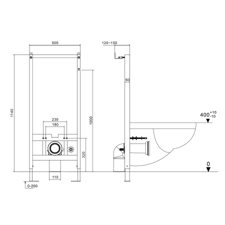 Инсталляция для подвесного унитаза Grossman с импульсным смывом GR-901.K31.01.000