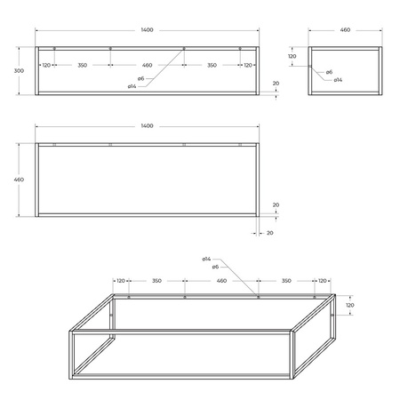 Консоль под раковину BelBagno Etna-Kraft 140 EK-140-ST