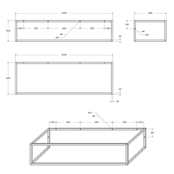 Консоль под раковину BelBagno Etna-Kraft 140 EK-140-ST