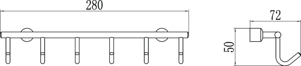 Планка с крючками 6 крючков Savol S-005256 в упаковке 2 шт