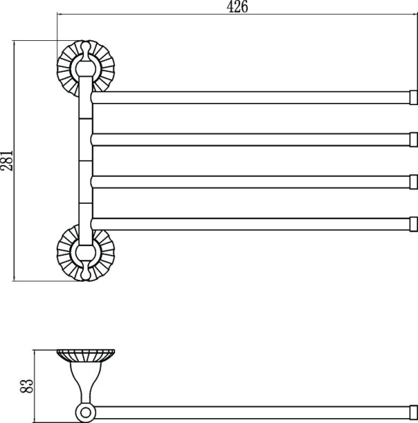 Держатель для полотенец Savol поворотный 4-ой S-08904C