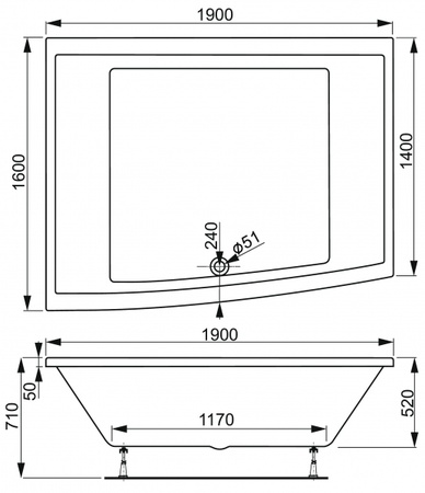 Акриловая ванна Vagnerplast Impossible 190 VPBA190IMP2X-04