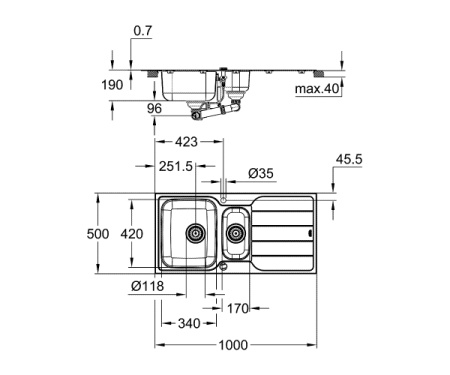 Мойка для кухни Grohe K500 31572SD1