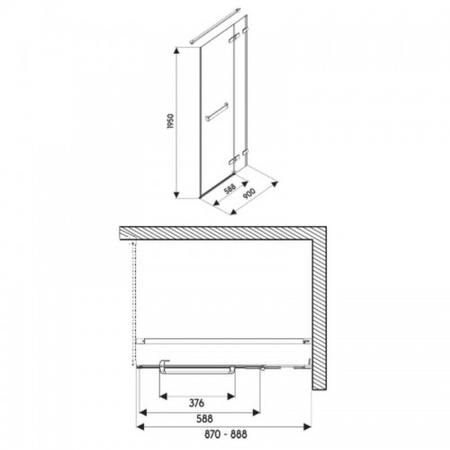 Двери распашные Kolo Next, релинг, Reflex (правые) HDSF90222R03R