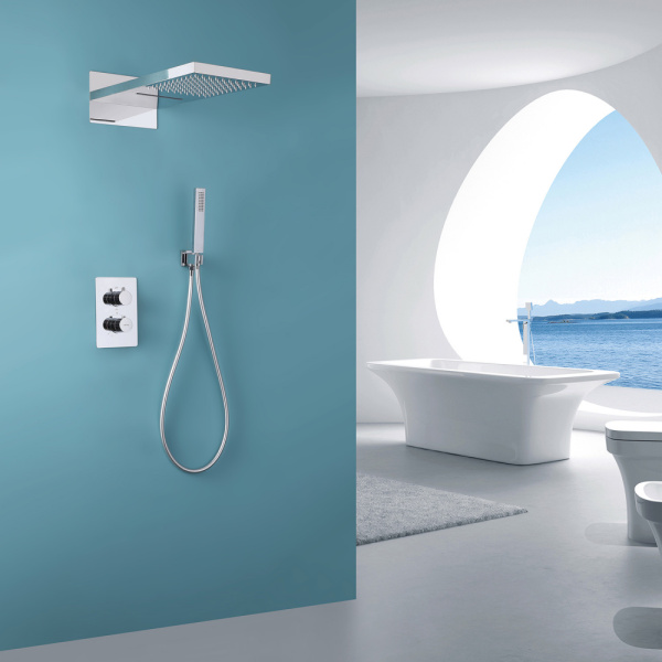 Душевой комплект ABBER Weiss Insel AF8052 скрытого монтажа без излива, термостат, хром