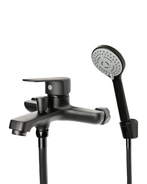 Смеситель для ванны однорычажный с душевым набором Orange Loop M26-100b черный