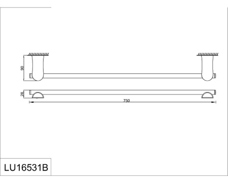Полотенцедержатель одинарный 70 см. RUSH Luson LU16531B