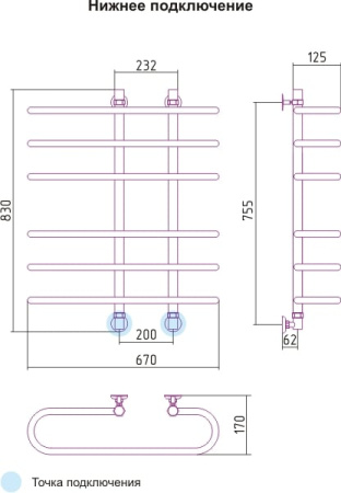 Полотенцесушитель водяной Сунержа Фурор 00-0107-8070