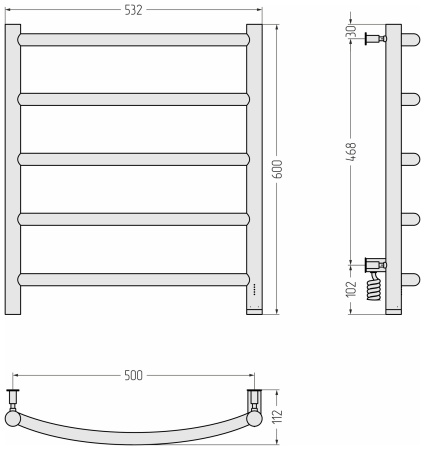 Полотенцесушитель электрический Сунержа Галант 4.0 (60х50) 30-0831-6050 правый