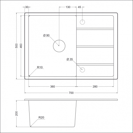 Кухонная мойка (70х50) EMAR EMQ-1700.Q Морион