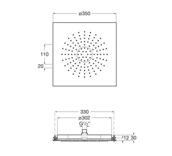 Верхний душ Roca Raindream A5B3250C00
