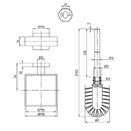 Туалетный ершик настенный Villeroy & Boch Elements-Striking TVA15201700061