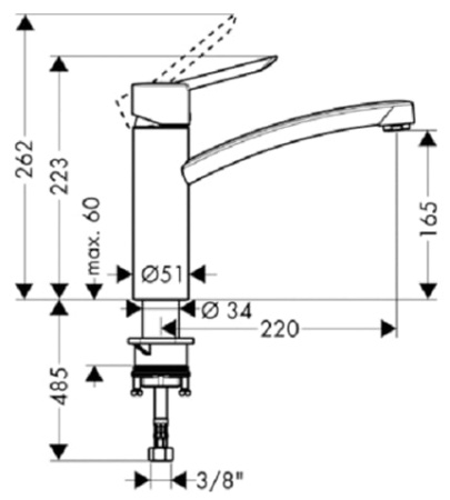 Смеситель для кухни, однорычажный Focus S, Хром, Hansgrohe, 31786000