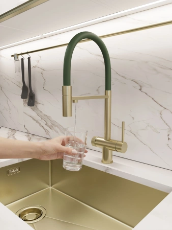 Смеситель для кухни EMAR ЕС - 7024GRN PVD Golden