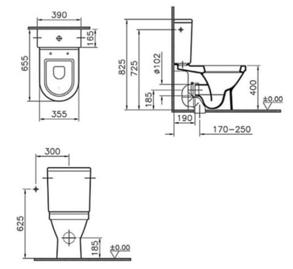 Унитаз-компакт, с сиденьем микролифтом и бачком VitrA S50 9797B003-7204