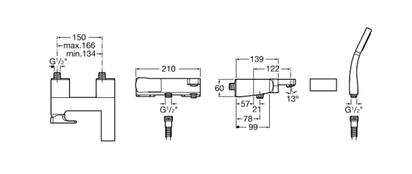 Смеситель для ванны Roca L90 5A0101C00
