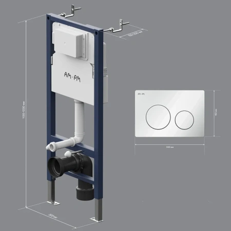 Инсталляция для подвесного унитаза Am.Pm PrimeFit I012709.0101 с кнопкой смыва, белый глянец