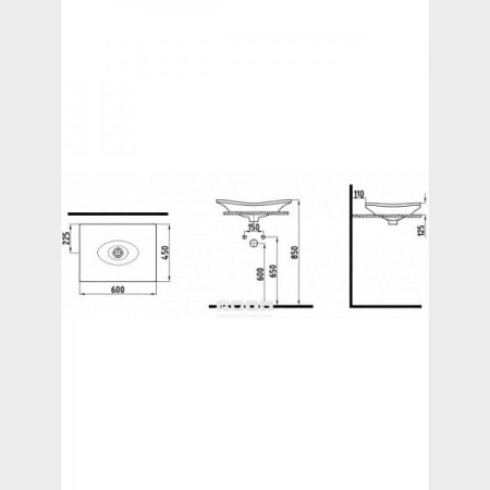Раковина накладная (60х45) Bien Lotus LTLU06001FD0W3000
