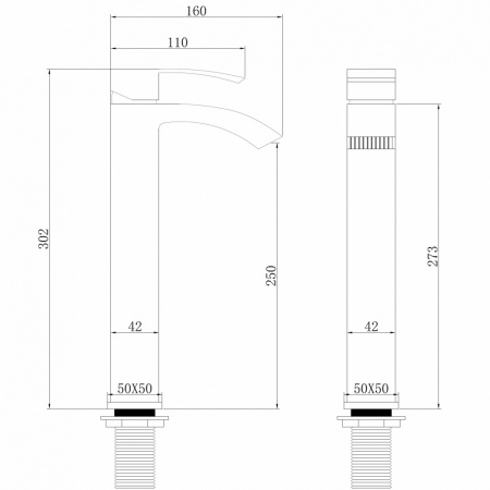 Смеситель ABBER Wasserfall AF8611NG для накладной раковины, никель