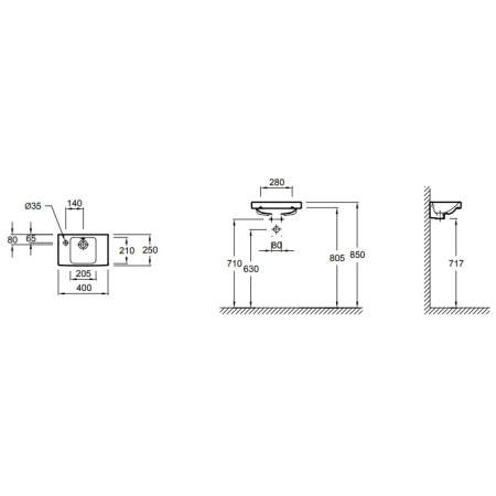 Раковина подвесная (40х25) Jacob Delafon Odeon Up E4759G-00