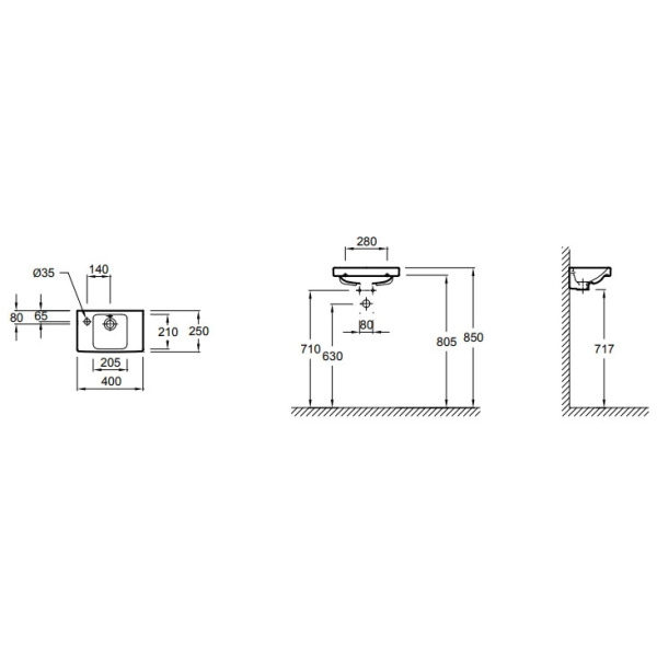 Раковина подвесная (40х25) Jacob Delafon Odeon Up E4759G-00