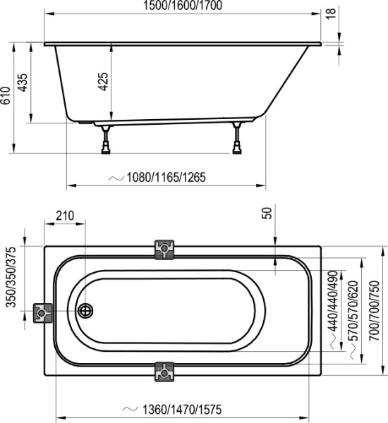 Акриловая ванна Ravak Chrome Slim (150x70) C721300000 Акриловая ванна Ravak Chrome Slim (150x70) C721300000