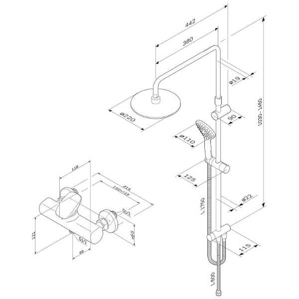 Душевая система AM.PM Spirit V2.0 F40870A24 Душевая система AM.PM Spirit V2.0 F40870A24