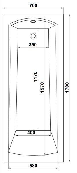 Ванна акриловая прямоугольная Cersanit NATURE 170x70 64244