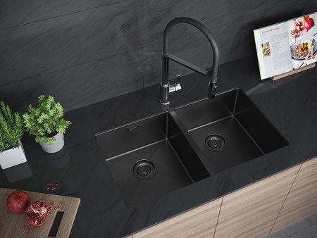 Кухонная мойка Paulmark Dopplet PM507844-GM вороненая сталь