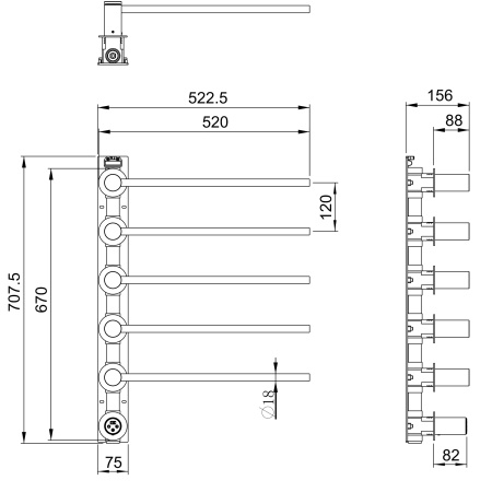 Полотенцесушитель электрический встраиваемый WONZON & WOGHAND MÜNCHEN, брашированное золото WW-A355-BG