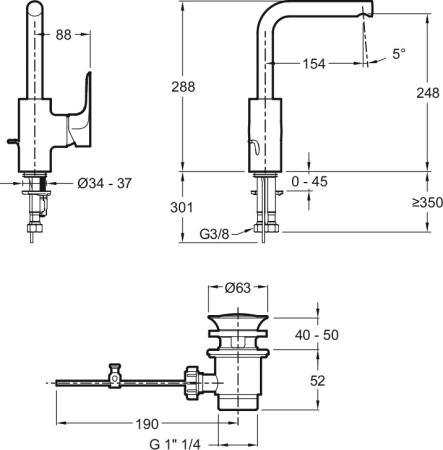 Смеситель для раковины Jacob Delafon Aleo E72278-CP