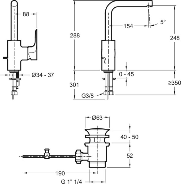 Смеситель для раковины Jacob Delafon Aleo E72278-CP
