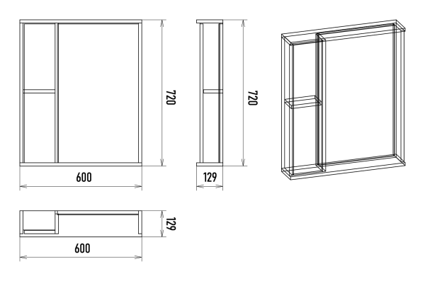 Зеркало-шкаф (60х72) Misty Кедр 60 левый П-Кед04060-011Л