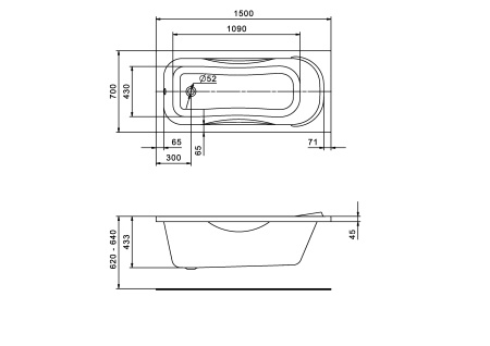 Акриловая ванна (150х70)  Santek Тенерифе   1WH302213