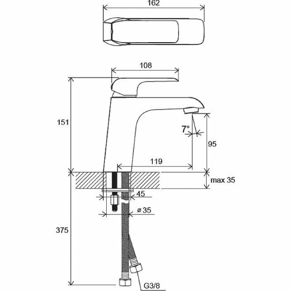 Смеситель для раковины Ravak Flat FL 014.00 X070118