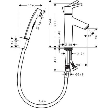 Смеситель для раковины с гигиеническим душем Hansgrohe Talis S 72290000