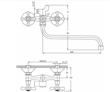 Смеситель для ванны Haiba HB2208-2
