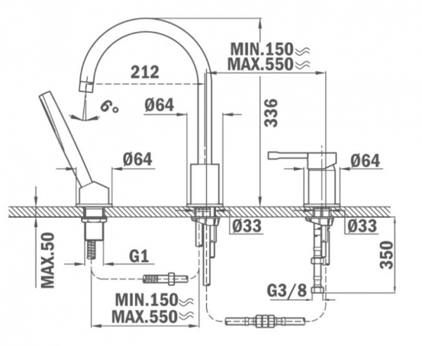 Смеситель на борт ванны ALAIOR XL 221520200