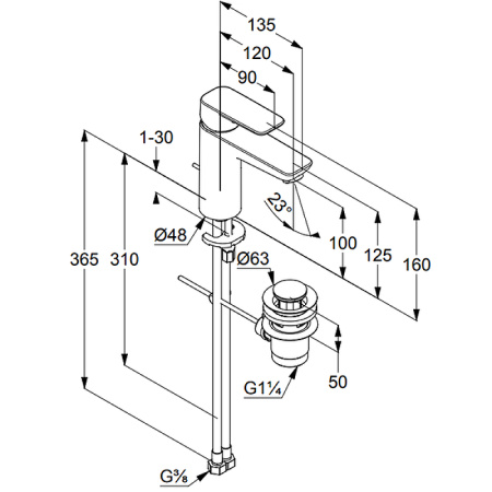 Смеситель для раковины Kludi Pure&Style 402900575