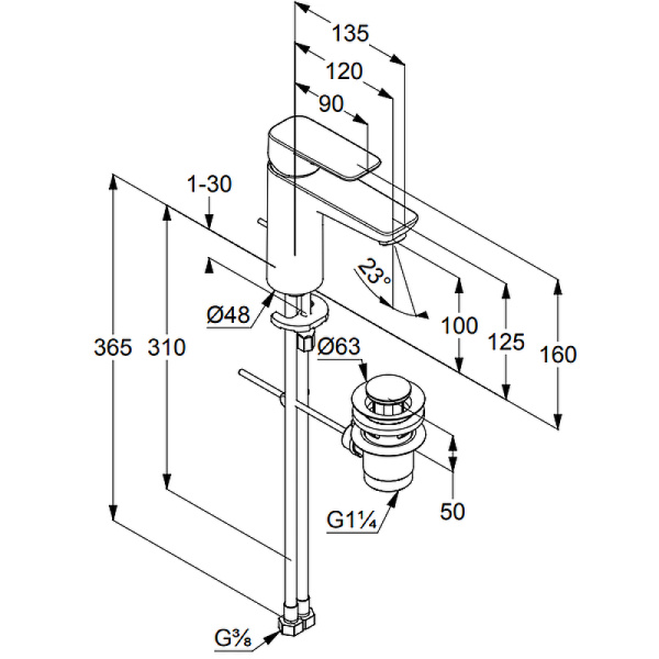 Смеситель для раковины Kludi Pure&Style 402900575