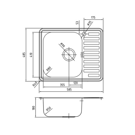 Кухонная мойка, нержавеющая сталь iddis Strit STR58PLi77, сталь